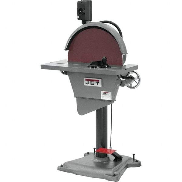 Jet - 20 Inch Diameter, 1,725 RPM, 3 Phase Disc Sanding Machine - 3 HP, 230 Volts, 27-1/2 Inch Long x 10-1/2 Inch Wide, 30 Inch Overall Length x 53 Inch Overall Height - Best Tool & Supply