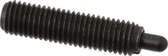 Vlier - 1/4-28, 1" Thread Length, 3/16" Plunger Projection, Steel Threaded Spring Plunger - 0.117 - 0.118" Max Plunger Diam, 1" Plunger Length, 3 Lb Init End Force, 13 Lb Final End Force - Best Tool & Supply