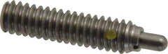 Vlier - 1/4-20, 1" Thread Length, 3/16" Plunger Projection, Stainless Steel Threaded Spring Plunger - 0.117 - 0.118" Max Plunger Diam, 1" Plunger Length, 3 Lb Init End Force, 13 Lb Final End Force - Best Tool & Supply