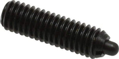 Vlier - M6 x 1.0, 0.787" Thread Length, 0.098" Plunger Projection, Steel Threaded Spring Plunger - 0.106" Max Plunger Diam, 0.787" Plunger Length, 4.05 Lb Init End Force, 11.24 Lb Final End Force - Best Tool & Supply