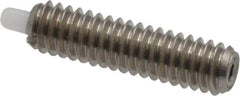 Vlier - 8-32, 5/8" Thread Length, 3/32" Plunger Projection, Stainless Steel Threaded Spring Plunger - 0.068 - 0.07" Max Plunger Diam, 5/8" Plunger Length, 0.7 Lb Init End Force, 2.3 Lb Final End Force - Best Tool & Supply