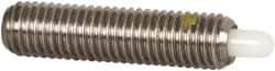 Vlier - 1/4-28, 1" Thread Length, 3/16" Plunger Projection, Stainless Steel Threaded Spring Plunger - 0.116 - 0.118" Max Plunger Diam, 1" Plunger Length, 3 Lb Init End Force, 13 Lb Final End Force - Best Tool & Supply