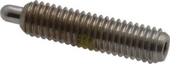 Vlier - 10-32, 3/4" Thread Length, 1/8" Plunger Projection, Stainless Steel Threaded Spring Plunger - 0.091 - 0.092" Max Plunger Diam, 3/4" Plunger Length, 2.9 Lb Init End Force, 11.1 Lb Final End Force, 0.063" Hex - Best Tool & Supply