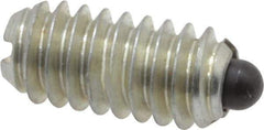 Vlier - 1/4-20, 17/32" Thread Length, 0.078" Plunger Projection, Steel Threaded Spring Plunger - 0.119" Max Plunger Diam, 0.531" Plunger Length, 3 Lb Init End Force, 10.5 Lb Final End Force - Best Tool & Supply