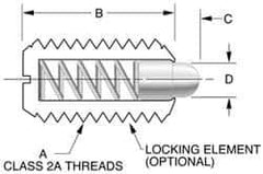 Vlier - 10-32, 0.468" Thread Length, 0.065" Plunger Projection, Stainless Steel Threaded Spring Plunger - 0.093" Max Plunger Diam, 0.468" Plunger Length, 0.75 Lb Init End Force, 2.5 Lb Final End Force - Best Tool & Supply