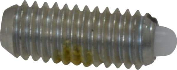 Vlier - 10-32, 0.468" Thread Length, 0.065" Plunger Projection, Steel Threaded Spring Plunger - 0.093" Max Plunger Diam, 0.468" Plunger Length, 0.75 Lb Init End Force, 2.5 Lb Final End Force - Best Tool & Supply