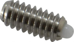 Vlier - 1/4-20, 17/32" Thread Length, 0.078" Plunger Projection, Stainless Steel Threaded Spring Plunger - 0.119" Max Plunger Diam, 0.531" Plunger Length, 1 Lb Init End Force, 3.5 Lb Final End Force - Best Tool & Supply