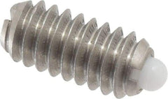 Vlier - 1/4-20, 17/32" Thread Length, 0.078" Plunger Projection, Stainless Steel Threaded Spring Plunger - 0.119" Max Plunger Diam, 0.531" Plunger Length, 1 Lb Init End Force, 3.5 Lb Final End Force - Best Tool & Supply