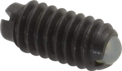 Vlier - 8-32, 0.094" Ball Diam, 0.344" Body Length, 0.025" Max Ball Reach, Threaded Ball Plunger - Steel Body, Nylon Ball, 0.5 Lb Initial End Force, 1.25 Lb Final End Force - Best Tool & Supply