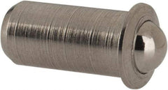 Vlier - 0.0394" Body Length x 3/16" Body Diam, 2 Lb Init to 5 Lb Final End Force, Stainless Steel Press Fit Ball Plunger - 5/32" Ball Diam, 0.058" Max Ball Reach, 0.04" Flange Thickness - Best Tool & Supply