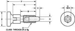 Vlier - M6x1.0, 13mm Thread Length, 0.118" Max Plunger Diam, 0.11 Lb Init to 0.34 Lb Final End Force, Knob Handle Plunger - Delrin Knob, 0.63" Body Length, 1/2" Length Under Head/Shoulder, 0.118" Plunger Projection - Best Tool & Supply