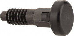 Vlier - 1/4-20, 0.16" Max Plunger Diam, 0.12 Lb Init to 0.36 Lb Final End Force, Locking Knob Handle Plunger - Delrin Knob, 0.63" Body Length, 1/2" Length Under Head/Shoulder, 0.13" Plunger Projection - Best Tool & Supply