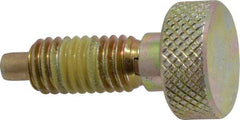 Vlier - 3/8-16, 3/4" Thread Length, 0.185" Max Plunger Diam, 1 Lb Init to 8 Lb Final End Force, Knob Handle Plunger - Knurled Knob, 0.94" Body Length, 3/4" Length Under Head/Shoulder, 0.218" Plunger Projection - Best Tool & Supply