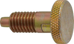 Vlier - 1/2-13, 0.65" Thread Length, 1/4 to 1/4" Max Plunger Diam, 0.5 Lb Init to 4 Lb Final End Force, Locking Knob Handle Plunger - Knurled Knob, 0.9" Length Under Head/Shoulder, 1/4" Plunger Projection - Best Tool & Supply