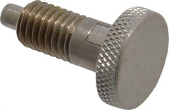 Vlier - 1/2-13, 0.65" Thread Length, 1/4 to 1/4" Max Plunger Diam, 0.5 Lb Init to 4 Lb Final End Force, Locking Knob Handle Plunger - Knurled Knob, 0.9" Length Under Head/Shoulder, 1/4" Plunger Projection - Best Tool & Supply