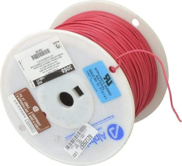 Alpha Wire - 18 AWG, 16 Strand, 305 m OAL, Tinned Copper Hook Up Wire - Red PVC Jacket, 0.079" Diam - Best Tool & Supply