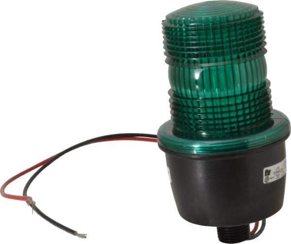 Federal Signal Corp - 12 to 48 VDC, 4X NEMA Rated, Strobe Tube, Green, Low Profile Mini Strobe Light - 65 to 95 Flashes per min, 1/2 Inch Pipe, 3-1/8 Inch Diameter, 5.8 Inch High, IP66 Ingress Rating, Pipe Mount - Best Tool & Supply