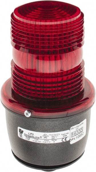 Federal Signal Corp - 12 to 48 VDC, 4X NEMA Rated, Strobe Tube, Red, Low Profile Mini Strobe Light - 65 to 95 Flashes per min, 1/2 Inch Pipe, 3-1/8 Inch Diameter, 5.8 Inch High, IP66 Ingress Rating, Pipe Mount - Best Tool & Supply