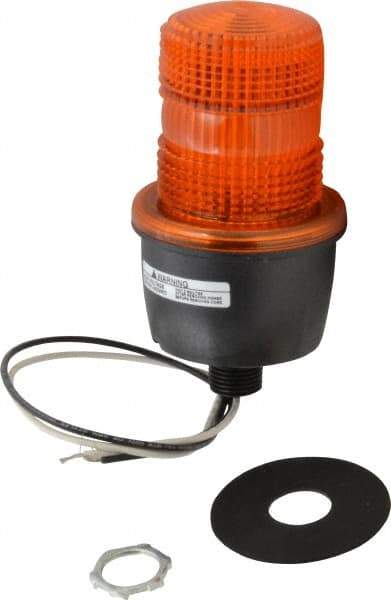 Federal Signal Corp - 120 VAC, 4X NEMA Rated, Strobe Tube, Amber, Low Profile Mini Strobe Light - 65 to 95 Flashes per min, 1/2 Inch Pipe, 3-1/8 Inch Diameter, 5.8 Inch High, IP66 Ingress Rating, Pipe Mount - Best Tool & Supply