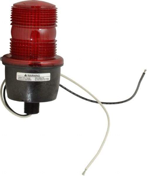 Federal Signal Corp - 120 VAC, 4X NEMA Rated, Strobe Tube, Red, Low Profile Mini Strobe Light - 65 to 95 Flashes per min, 1/2 Inch Pipe, 3-1/8 Inch Diameter, 5.8 Inch High, IP66 Ingress Rating, Pipe Mount - Best Tool & Supply