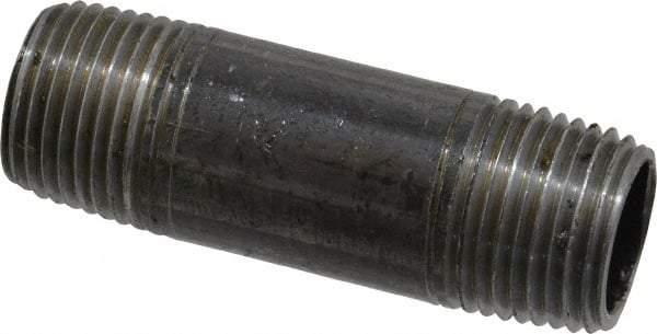 Value Collection - Schedule 40, 3/8" Diam x 2" Long Steel Black Pipe Nipple - Threaded - Best Tool & Supply