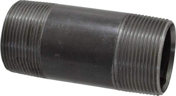 Value Collection - Schedule 40, 1-1/2" Diam x 4" Long Steel Black Pipe Nipple - Threaded - Best Tool & Supply