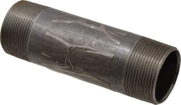 B&K Mueller - Schedule 40, 1-1/2" Diam x 5-1/2" Long Steel Black Pipe Nipple - Threaded - Best Tool & Supply