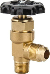 Parker - Flare x MNPTF End Connection Brass Truck Valve - 3.07" OAL, 1/2 x 3/8" Pipe - Best Tool & Supply