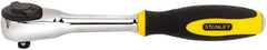 Stanley - 3/8" Drive Pear Head Ratchet - Chrome Finish, 9" OAL, 60 Gear Teeth, Rotator Head - Best Tool & Supply