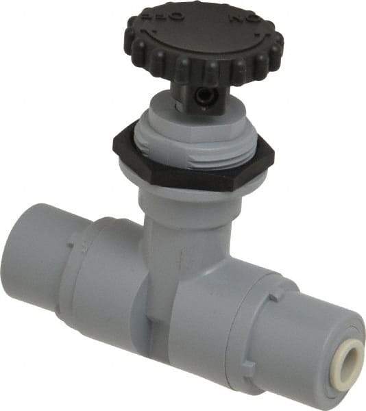 Specialty Mfr - 1/4" Pipe, Inline Needle Valve - EPDM Seal, Push To Connect x Push To Connect Ends, PVC Valve, 125 Max psi - Best Tool & Supply