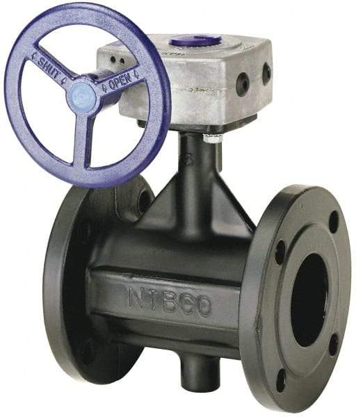 NIBCO - 4" Pipe, Flanged Butterfly Valve - Bare Stem Handle, Ductile Iron Body, Polyamide Seat, 285 WOG, EPDM Coated Ductile Iron Disc, Stainless Steel Stem - Best Tool & Supply