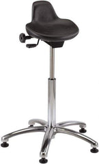 Bevco - 27" Wide x 27" Deep x 20 to 30" High, Steel Base, Adjustable Height Swivel Stool - Polyurethane Seat, Black - Best Tool & Supply