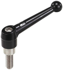 KIPP - #10-24, 13mm Hub Diam, Zinc Die Cast (Stainless Steel Components) Threaded Stud Adjustable Clamping Lever - 0.79" Stud Length, 46mm OAL, 32.5mm High - Best Tool & Supply