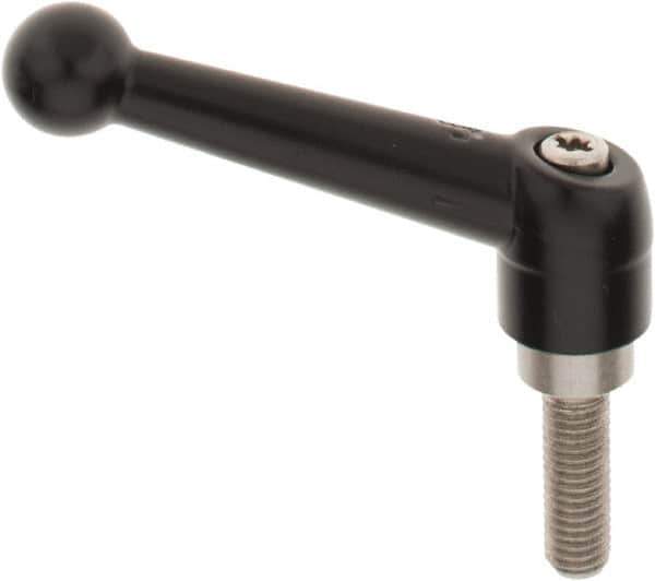 KIPP - M8 x 1.25, 18mm Hub Diam, Zinc Die Cast (Stainless Steel Components) Metric Threaded Stud Adjustable Clamping Lever - 25mm Stud Length, 73mm OAL, 45.5mm High - Best Tool & Supply