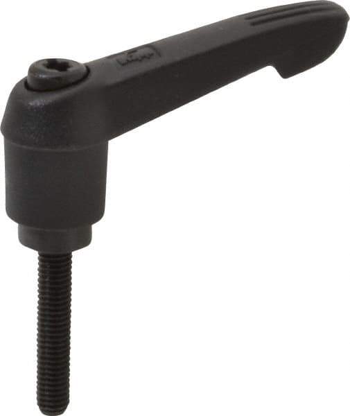 KIPP - #10-32, 0.51" Hub Diam, Glass Fiber (Steel Components) Threaded Stud Adjustable Clamping Lever - 0.98" Stud Length, 1.85" OAL, 1.18" High - Best Tool & Supply