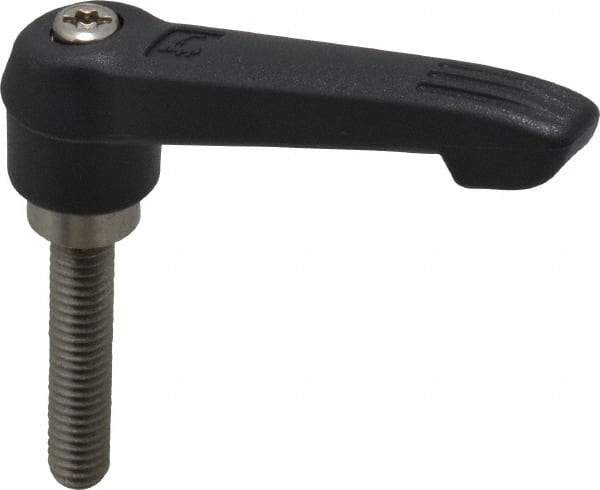 KIPP - 5/16-18, 0.71" Hub Diam, Glass Fiber (Stainless Steel Components) Threaded Stud Adjustable Clamping Lever - 1.57" Stud Length, 2.95" OAL, 1.63" High - Best Tool & Supply