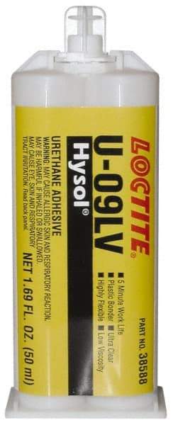 Loctite - 50 mL Cartridge Two Part Epoxy - 10 min Working Time, 1,146 psi Shear Strength, Series U-09LV - Best Tool & Supply