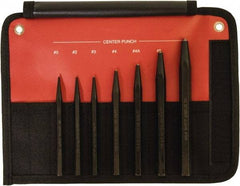 Mayhew - 7 Piece, 1/16 to 1/4", Center Punch Set - Hex Shank, Steel, Comes in Kit Bag - Best Tool & Supply