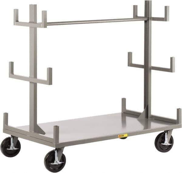 Little Giant - 3,600 Lb Capacity Steel Bar & Pipe Truck - Steel Deck, 36" OAW, 60" Platform Length, Phenolic Casters - Best Tool & Supply