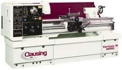 Clausing - 15-3/4" Swing, 50" Between Centers, 230/460 Volt, Triple Phase Engine Lathe - 4MT Taper, 7-1/2 hp, 25 to 2,000 RPM, 2-1/8" Bore Diam, 49" Deep x 51" High x 99" Long - Best Tool & Supply