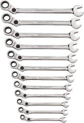 GearWrench - 12 Piece, 8mm to 19mm, 12 Point Combination Wrench Set - Metric Measurement Standard, Chrome Finish - Best Tool & Supply