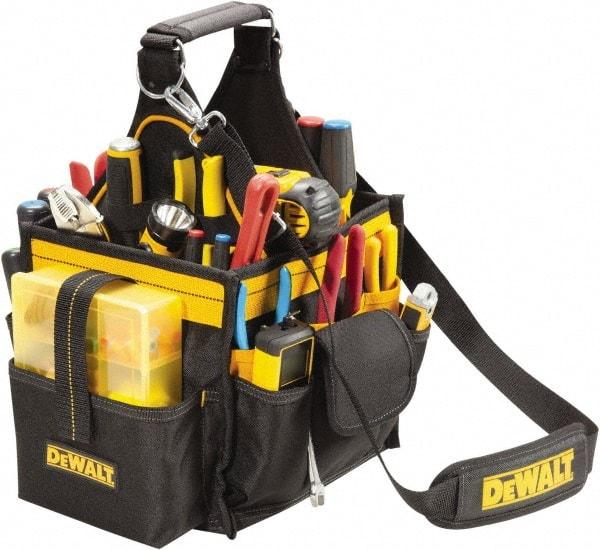 DeWALT - 23 Pocket Black & Yellow Polyester Tool Bag - 10-1/2" Wide x 8-1/2" Deep x 10" High - Best Tool & Supply