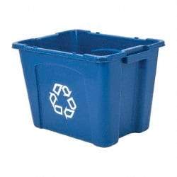 Rubbermaid - 14 Gal Blue Rectangle Recycling Container - Polyethylene, 14-3/4" High x 20-3/4" Long x 16" Wide - Best Tool & Supply