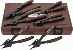 Paramount - 6 Piece, 3/8 to 1-3/4" Bore, 1/8 to 1-7/16" Shaft, Internal/External Retaining Ring Pliers Set - 0.038 to 0.07" Tip Diam Range - Best Tool & Supply