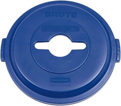 Rubbermaid - Round Lid for Use with 32 Gal Round Recycle Containers - Blue, Plastic, For 2632 Brute Trash Cans - Best Tool & Supply