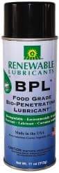 Renewable Lubricants - 11 oz Aerosol Thin Oily Film Penetrant/Lubricant - 0°F to 280°F, Food Grade - Best Tool & Supply