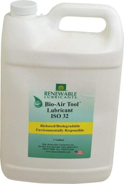 Renewable Lubricants - 1 Gal Bottle, ISO 32, Air Tool Oil - -22°F to 250°, 29.33 Viscosity (cSt) at 40°C, 7.34 Viscosity (cSt) at 100°C, Series Bio-Air - Best Tool & Supply