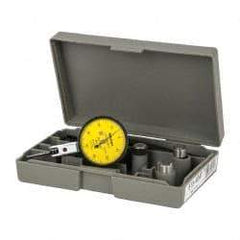 Mitutoyo - 0.8 mm Range, 0.01 mm Dial Graduation, Horizontal Dial Test Indicator - 1.5748 Inch Yellow Dial, 0-40-0 Dial Reading, Accurate to 0.008 Inch - Best Tool & Supply