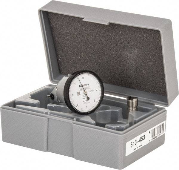 Mitutoyo - 0.008 Inch Range, 0.0001 Inch Dial Graduation, Vertical Dial Test Indicator - 1.5748 Inch White Dial, 0-4-0 Dial Reading, Accurate to 0.0001 Inch - Best Tool & Supply