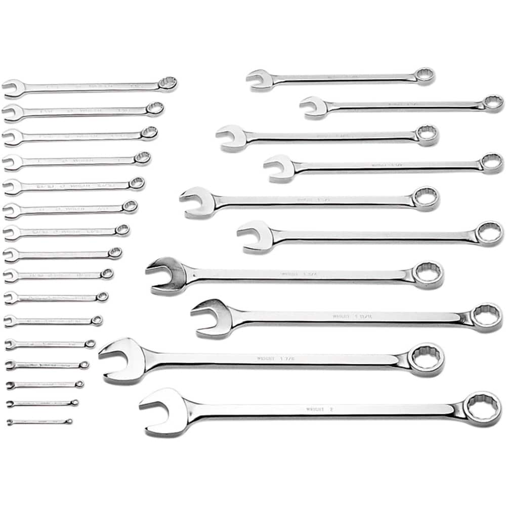 Wright Tool & Forge - 26 Pc, 1/4 - 2", 12-Point Combination Wrench Set - Exact Industrial Supply